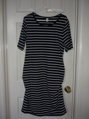 Old Navy Maternity Dress, Black & White Stripes, Pullover, Stretch Cotton Sz XL